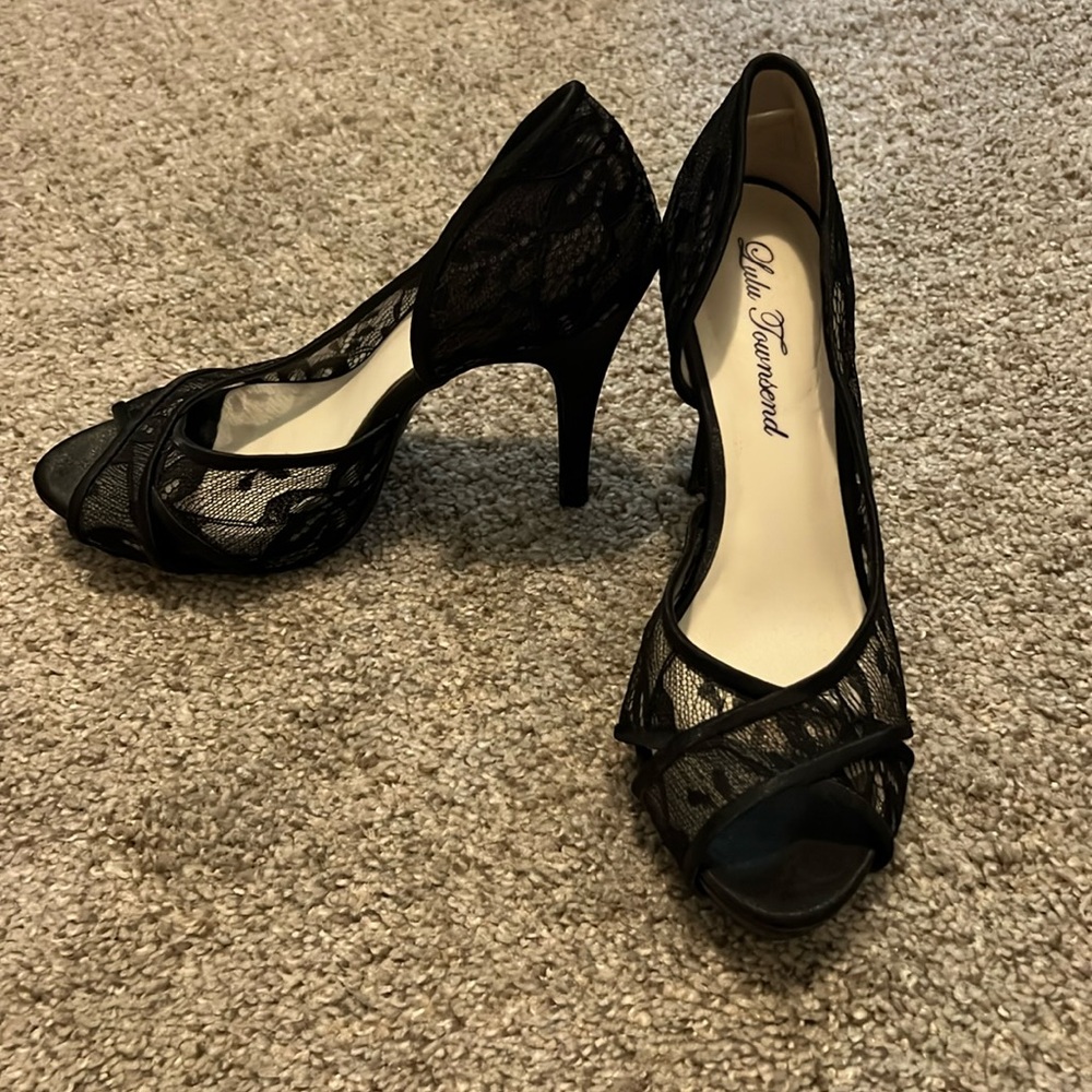 Black lace heels